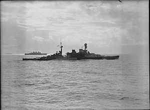 HMS Repulse escorting a troop convoy A6793