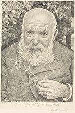 Hans Thoma - Selbstporträt VI mit Blume (1919)