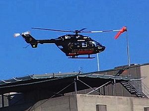 Otago Rescue Helicopter takeoff Dunedin Public Hospital