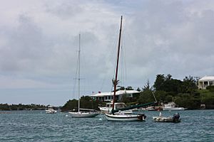 An IOD sloop and a 19th Century Bermudian working boat in Bermuda