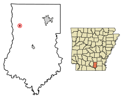 Location of Banks in Bradley County, Arkansas.