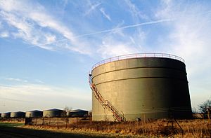 Disused storage tanks Canvey Island 1997