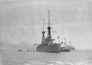 HMS Invincible anchored at Spithead