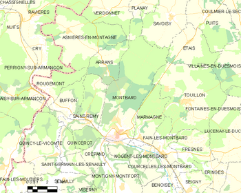 Map of the commune of Montbard