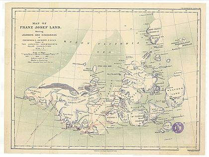 Map of Franz Josef Land showing journeys and discoveries of Frederick G. Jackson, F.R.G.S. - UvA-BC OTM HB-KZL 61 18 38