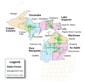 Michigan State Forests Map US MI