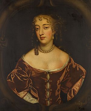 Portrait of Anne Popham (née Carr), half-length, wearing a red satin dress (after Sir Peter Lely)