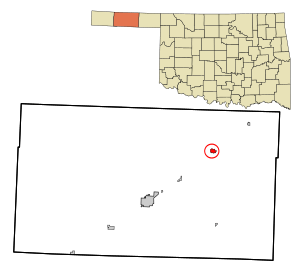 Location in Texas County and Oklahoma