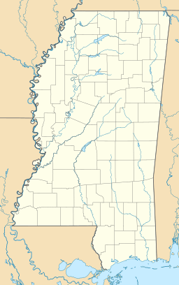 Location of Sardis Lake in Mississippi, USA.