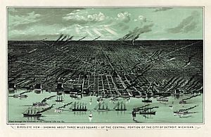 Bird's eye view of Detroit, Michigan, 1889 - . Calvert Lithographing Co.