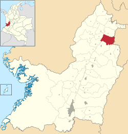 Location of the municipality and town of La Victoria, Valle del Cauca in the Valle del Cauca Department of Colombia.