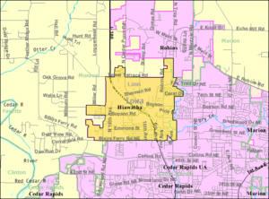 Detailed map of Hiawatha, Iowa