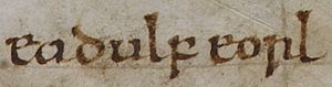 Eadwulf, Earl of Northumbria (British Library Cotton MS Tiberius B I, folio 157r)