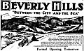 Newspaper advertisement for Beverly Hills subdivision, 1906