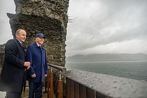President Joe Biden tours Carlingford Castle with Micheál Martin, Tánaiste of Ireland, in County Louth, Ireland