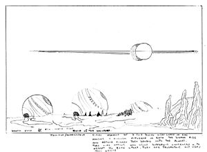 Sketch of alien planet landscape
