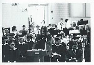 Toomas Hendrik Ilves giving a commencement address at Leonia High School graduation June 1972 1