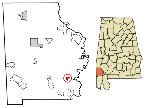 Location of McIntosh in Washington County, Alabama.