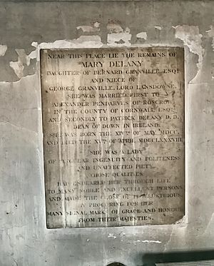 A memorial to Mary Delaney in St James's Church, Piccadilly