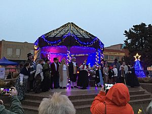 Actors from Gaslight Theatre at the Gazebo in downtown Enid, Oklahoma during Enid Lights Up the Plains