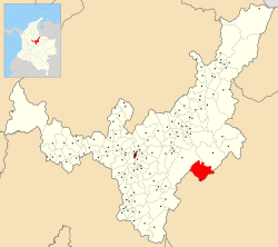 Location of the municipality and town of Pajarito in the Boyacá department of Colombia