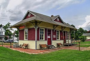 Depot at Eastern Shore Railway Museum, Parksley, VA, August 2014