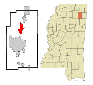 Location in Lee county and the state of Mississippi