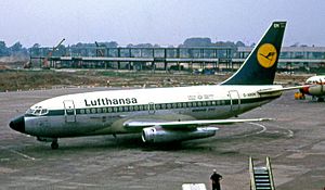 Lufthansa Boeing 737-100 at Manchester Airport in 1972