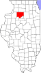 State map highlighting Bureau County