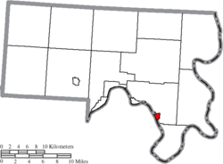Location of Racine in Meigs County