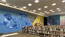 Mural by Yatika Starr Fields in Pickens Learning Commons at Northern Oklahoma College in Tonkawa