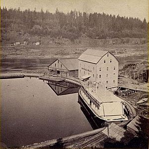 Oregon City boat basin above falls 1867