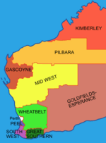 Regions of western australia nine plus perth