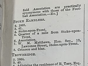 Stoke Ramblers in the Alcock football annual, 1869