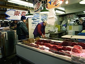 Whale meat on sale at a Tokyo fish market in 2008