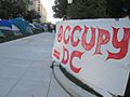 "Occupy DC" sign and tents from the Occupy Movement in downtown D.C