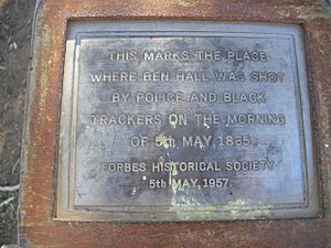 1827 - The Ben Hall Sites - Ben Hall's Death Site - Plaque details. (5052423b4)