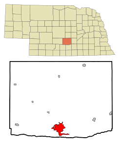 Location of Kearney within Nebraska and Buffalo County