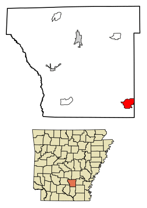 Location of Rye in Cleveland County, Arkansas.