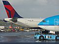 Delta Air Lines Airbus A330-323 N816NW and KLM Boeing 777-206ER PH-BQD at AMS 22OCT2014