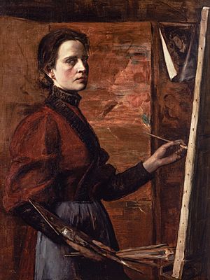 A self-portrait of Elisabeth Nourse, painting