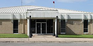 The Giddings Municipal Building is located across from the renovated Lee County  Courthouse.