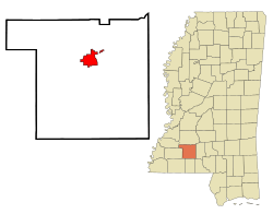 Location of Brookhaven, Mississippi