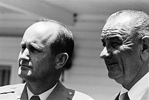 Major James Cross and President Lyndon B. Johnson