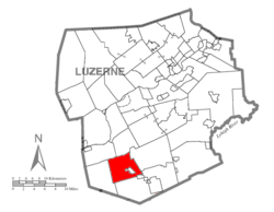 Map of Luzerne County highlighting Sugarloaf Township