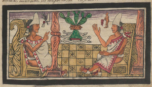 Nezahualpilli advirtiendo a Moctezuma II sobre la destrucción de Tenochtitlán, en el folio 179r
