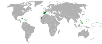 The Kingdom of Spain and its colonies in 1898