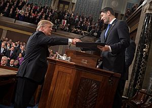 Trump shaking hands with Paul Ryan