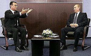 Vladimir Putin and Carlos Ghosn