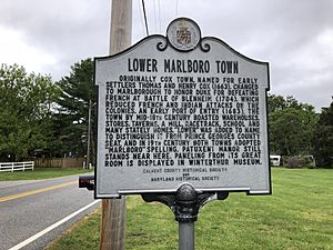 2020-05-24 10 56 41 Historical marker about Lower Marlboro along Maryland State Route 262 (Lower Marlboro Road) just east of Chaneyville Road in Lower Marlboro, Calvert County, Maryland